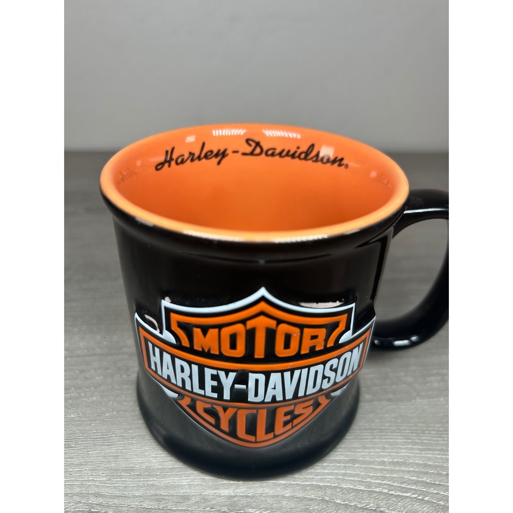 Harley-Davidson Coffee Mug Black Orange‎ Bar & Shield Logo Ceramic Xpres 12oz